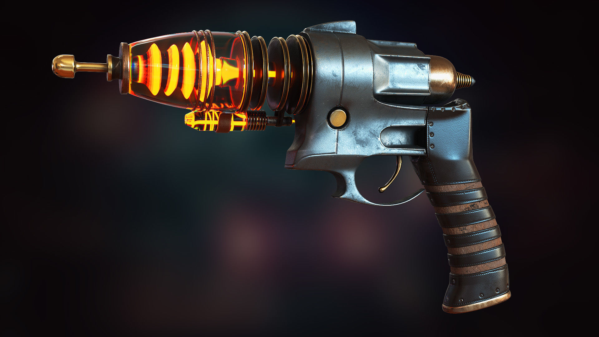 Sci-fi Steampunk themed hand gun - PBR Textures Low-poly 3D model_3