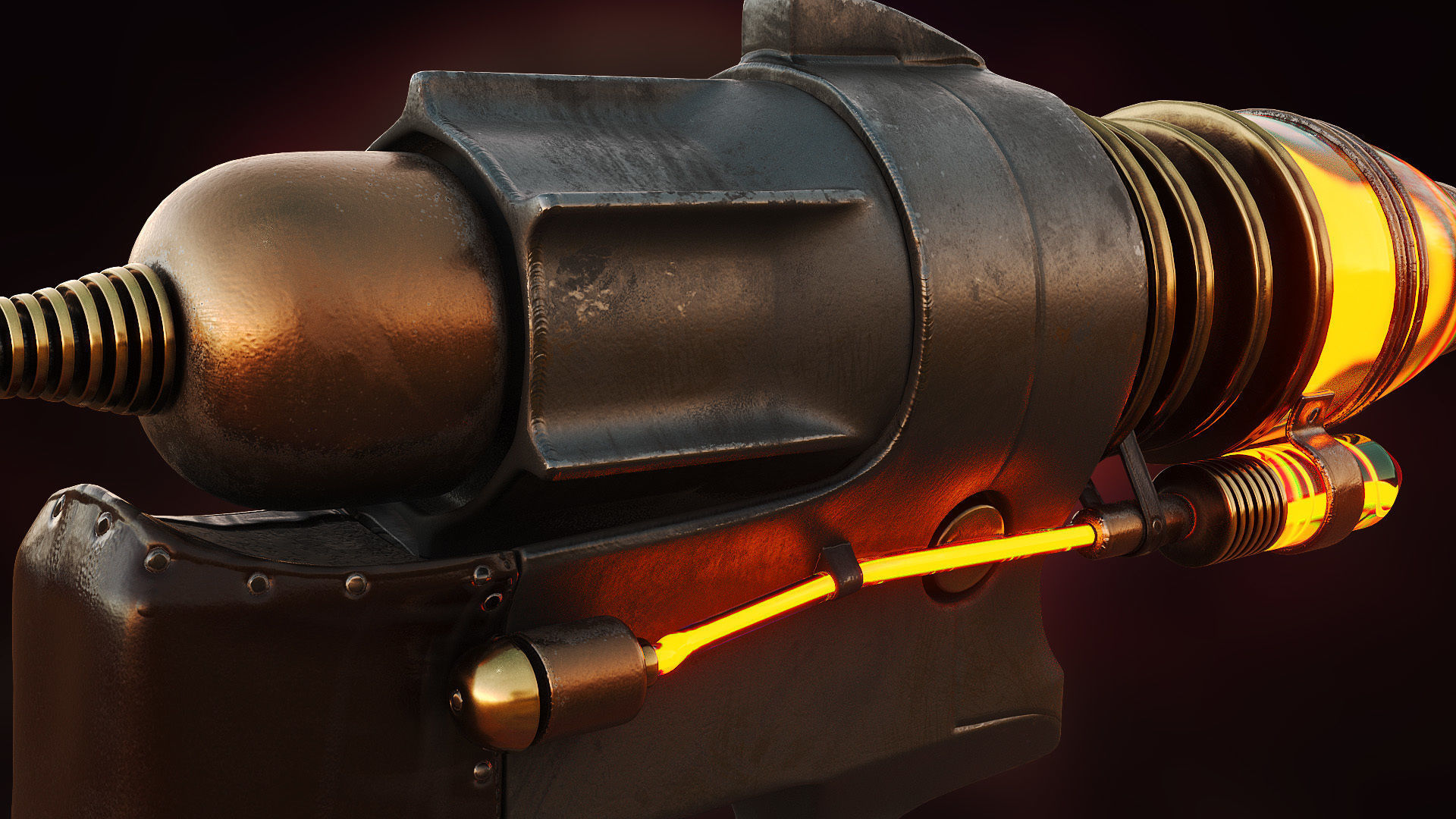 Sci-fi Steampunk themed hand gun - PBR Textures Low-poly 3D model_5