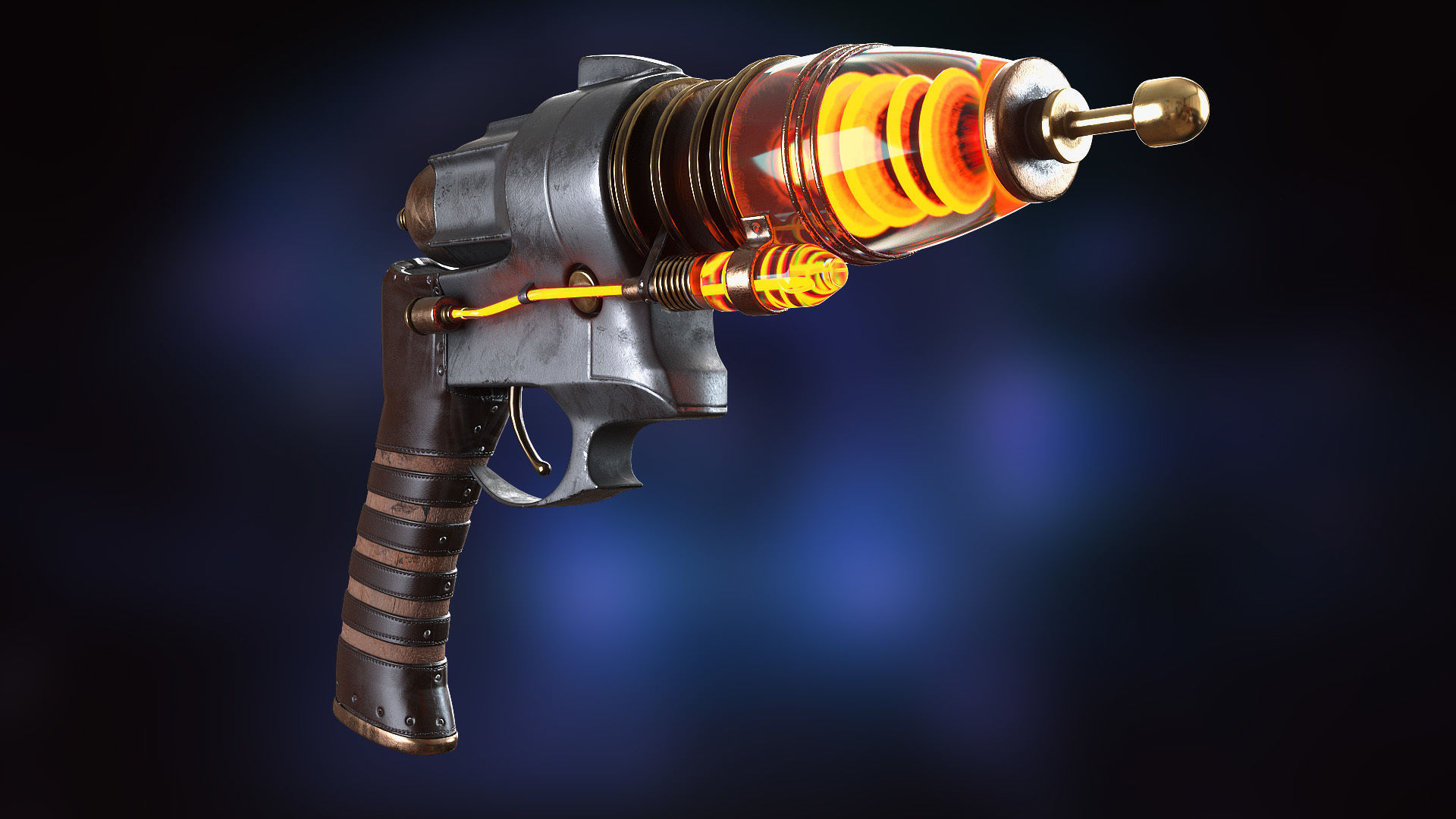 Sci-fi Steampunk themed hand gun - PBR Textures Low-poly 3D model_2