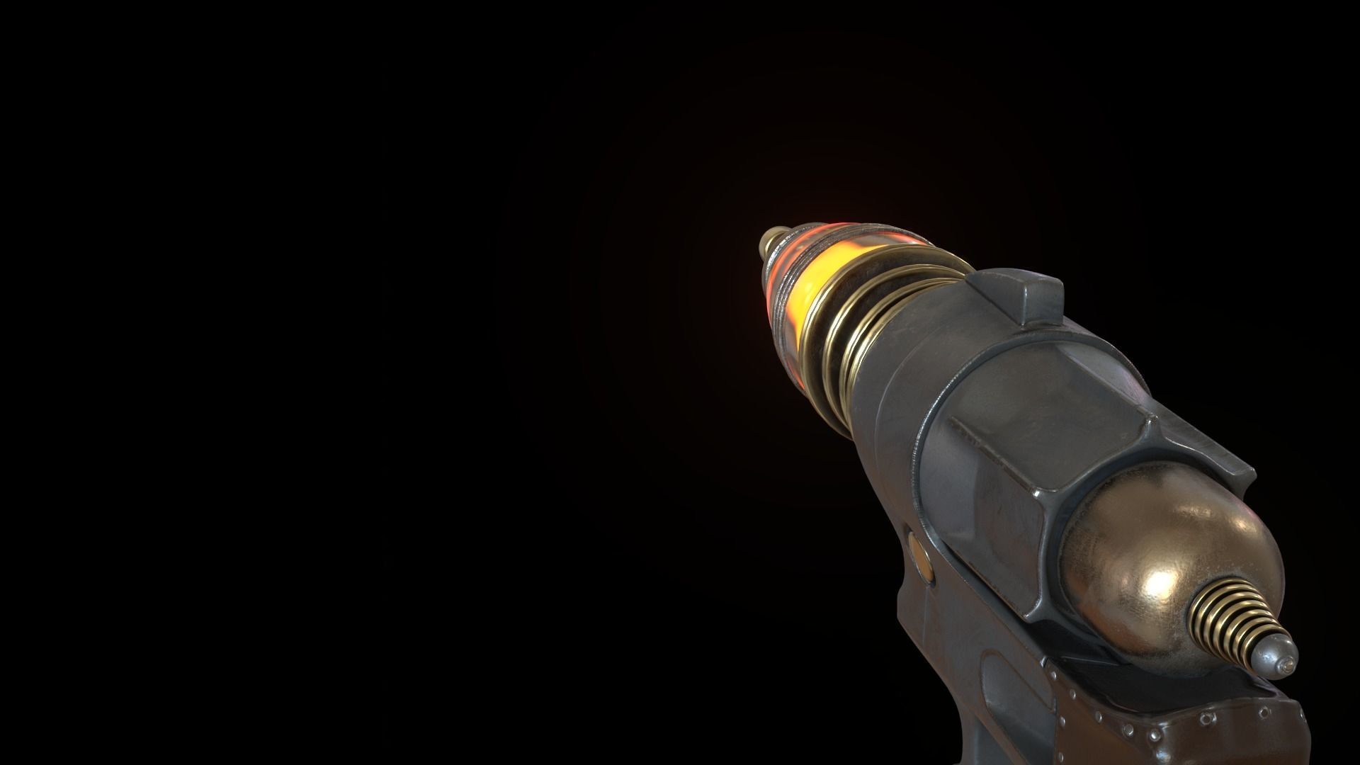 Sci-fi Steampunk themed hand gun - PBR Textures Low-poly 3D model_7