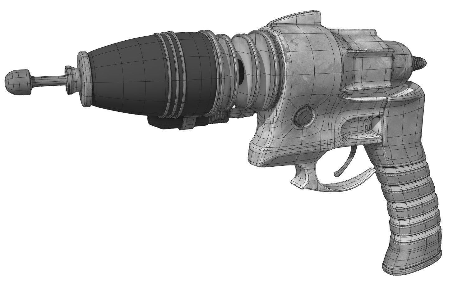 Sci-fi Steampunk themed hand gun - PBR Textures Low-poly 3D model_8