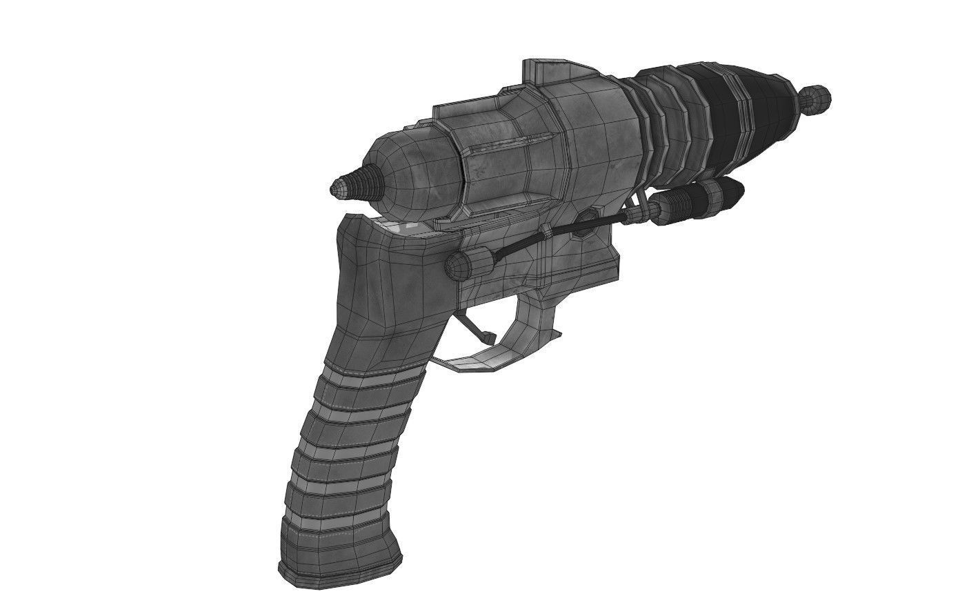 Sci-fi Steampunk themed hand gun - PBR Textures Low-poly 3D model_11