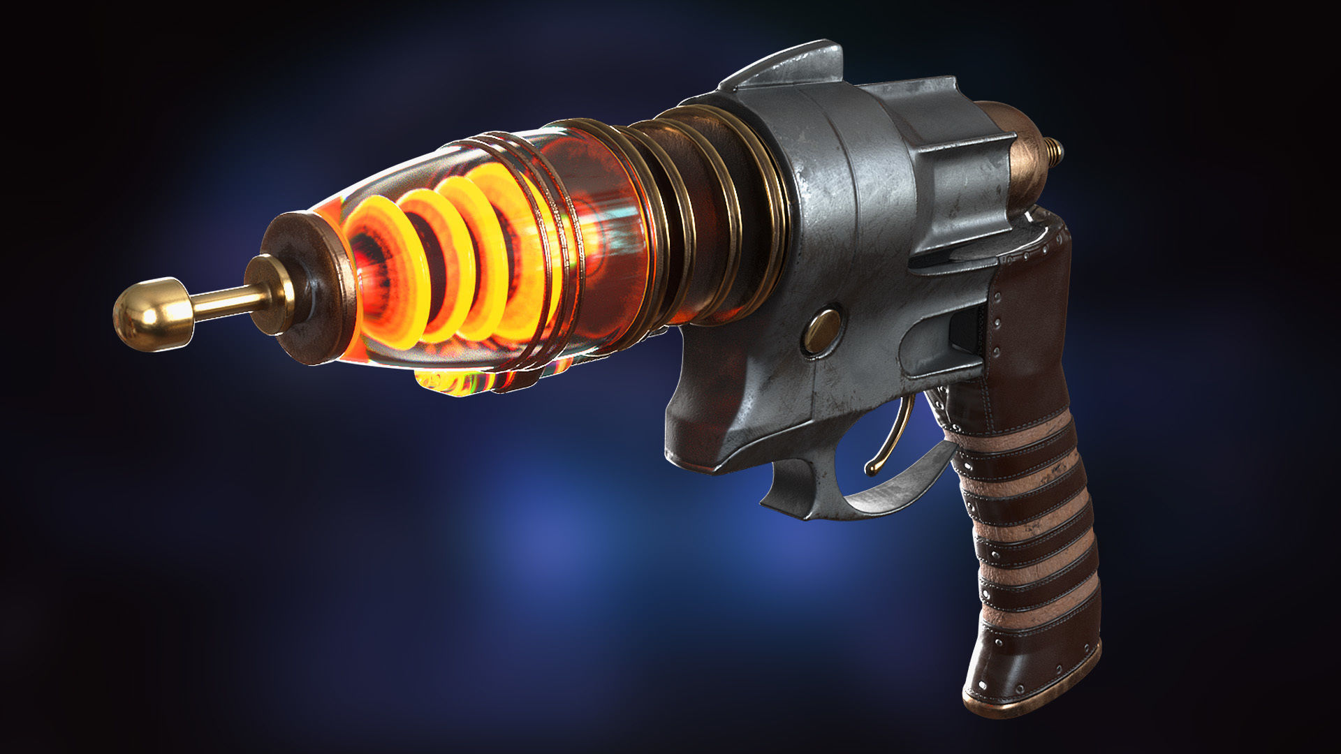 Sci-fi Steampunk themed hand gun - PBR Textures Low-poly 3D model_1