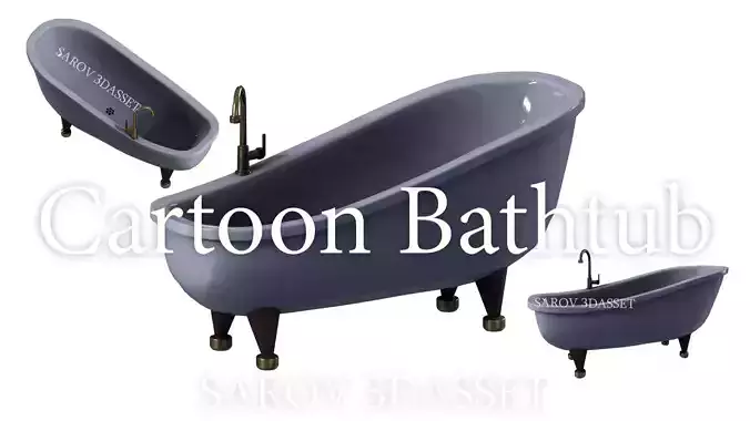 Cartoon Bathtub LOW POLY