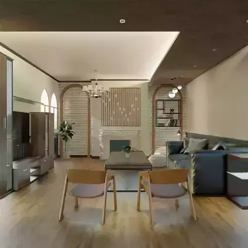 living room interior Low-poly 3D model