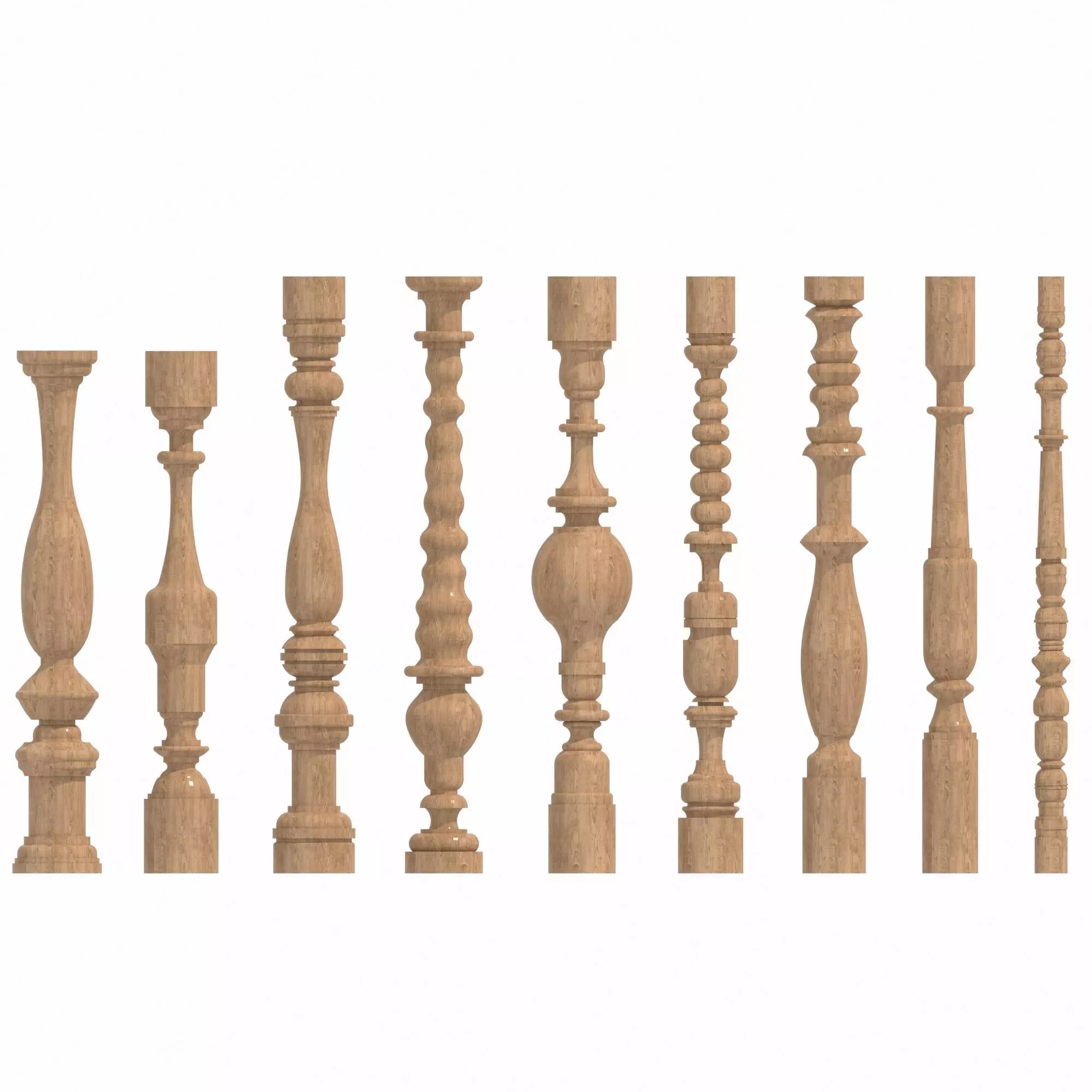 Wood Balustrades 3D model_0