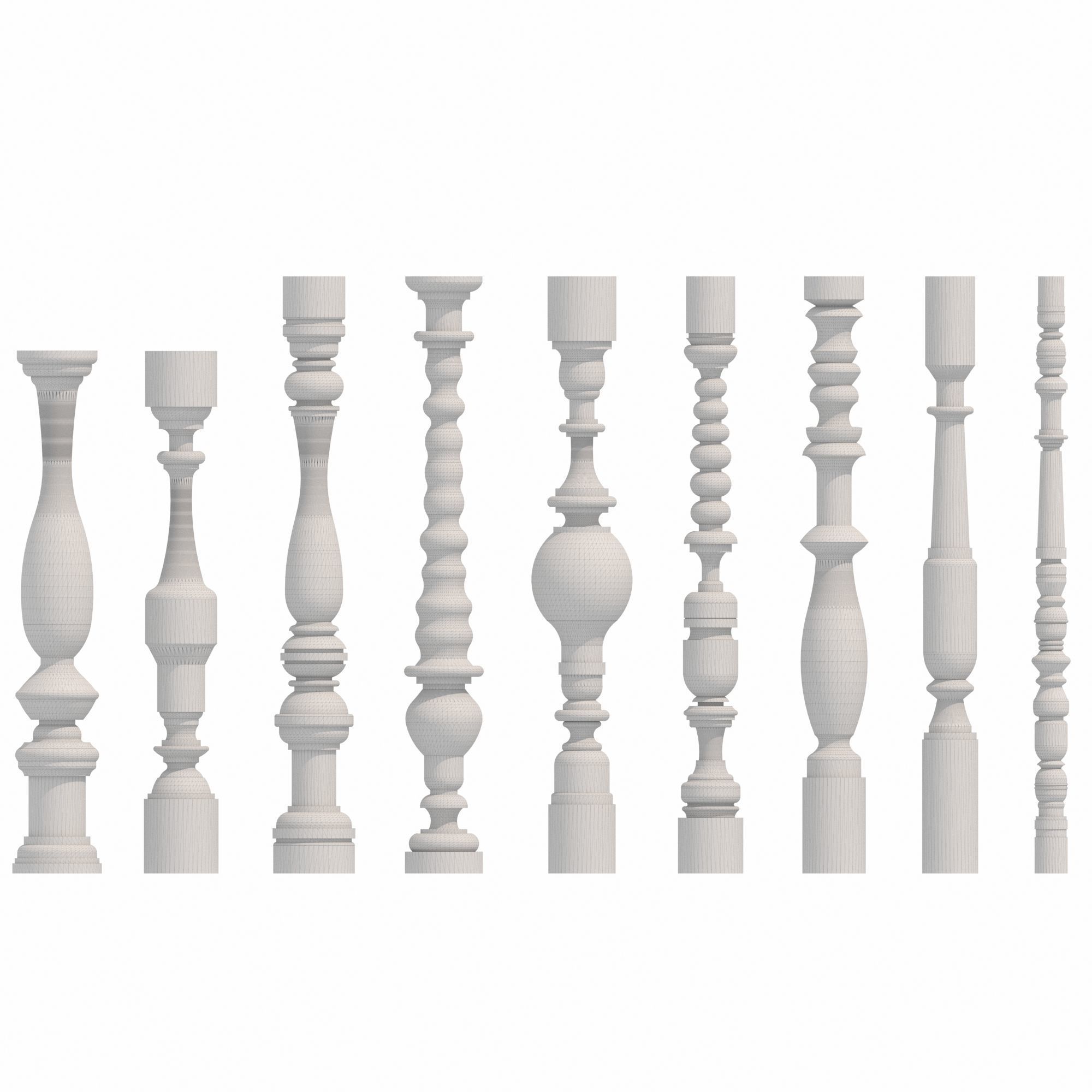 Wood Balustrades 3D model_1