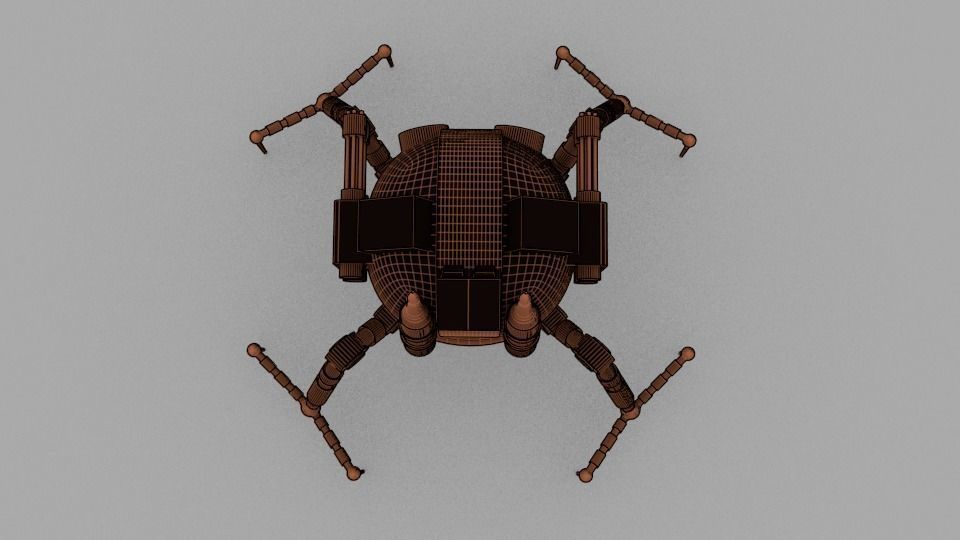 military robot spider killer Low-poly 3D model_4