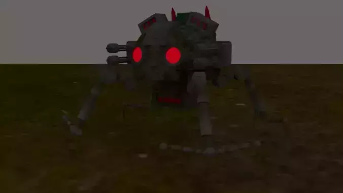 military robot spider killer Low-poly 3D model