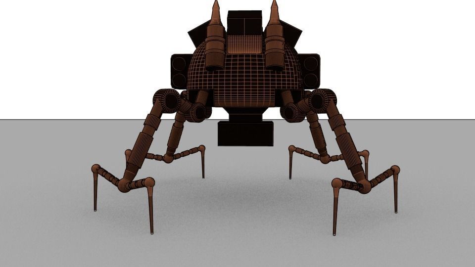 military robot spider killer Low-poly 3D model_5