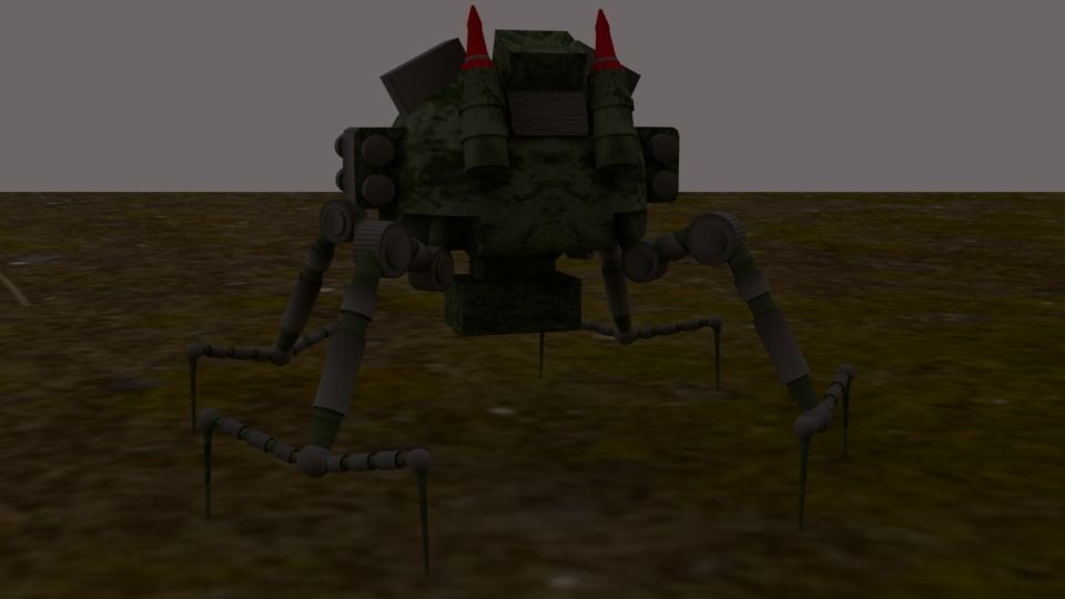 military robot spider killer Low-poly 3D model_2