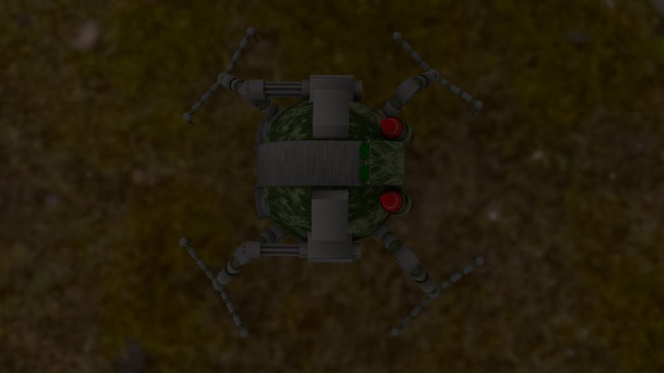 military robot spider killer Low-poly 3D model_1