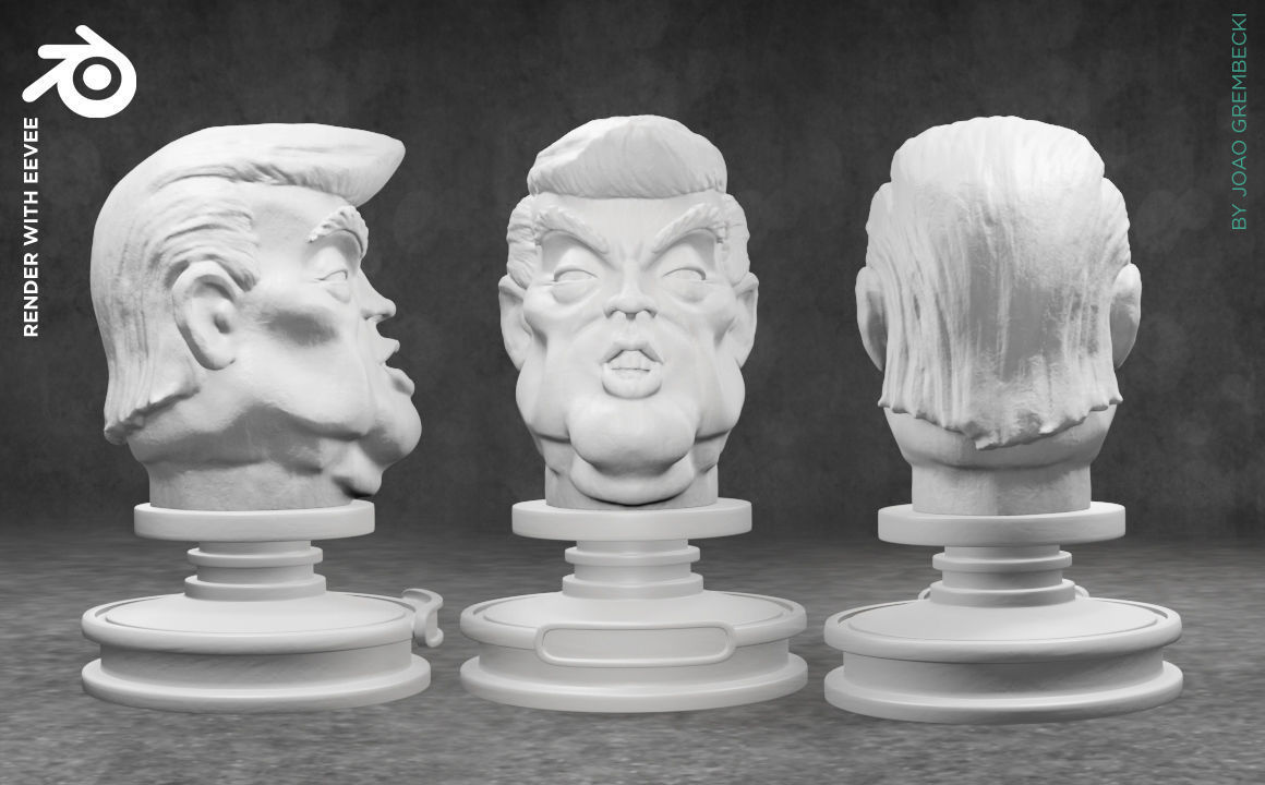 Donald J Trump caricature STL 3D print model_4