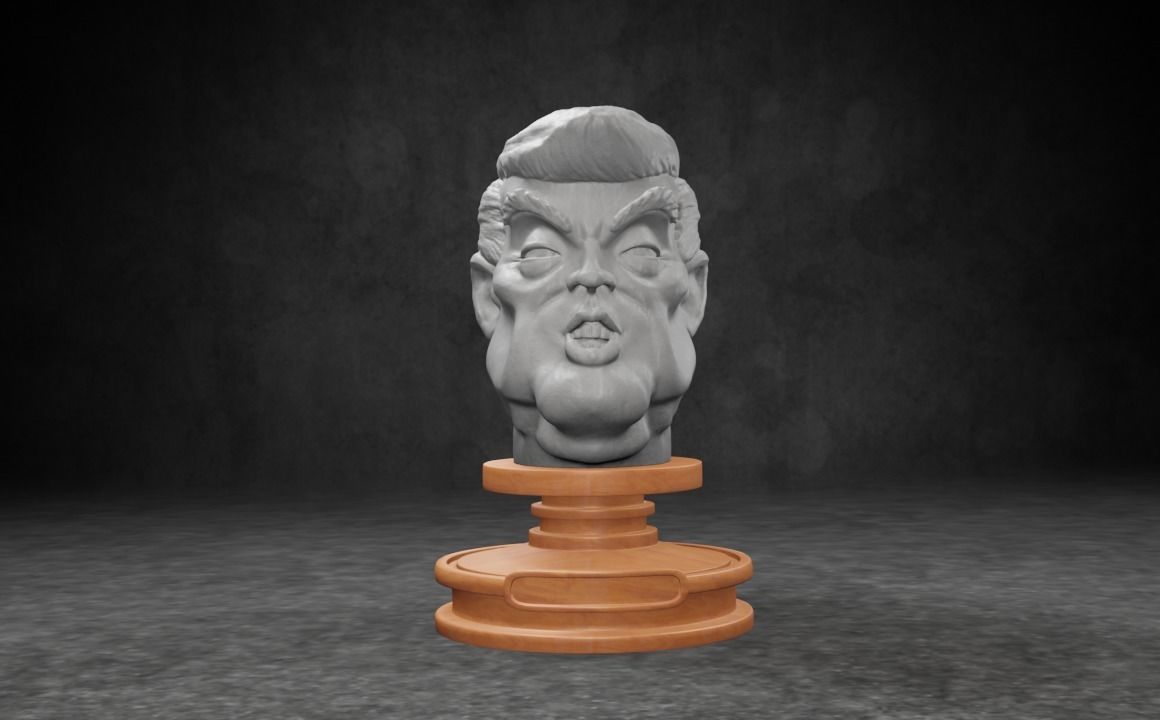 Donald J Trump caricature STL 3D print model_5