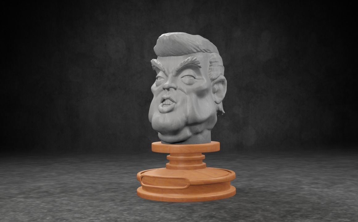 Donald J Trump caricature STL 3D print model_12