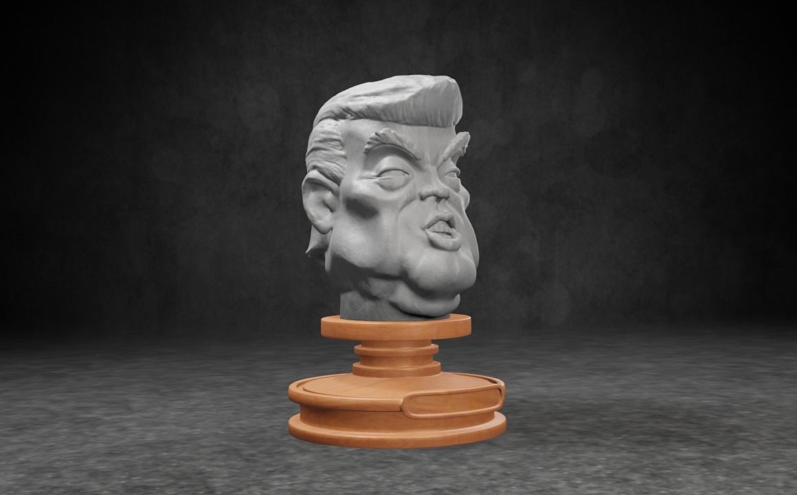 Donald J Trump caricature STL 3D print model_6