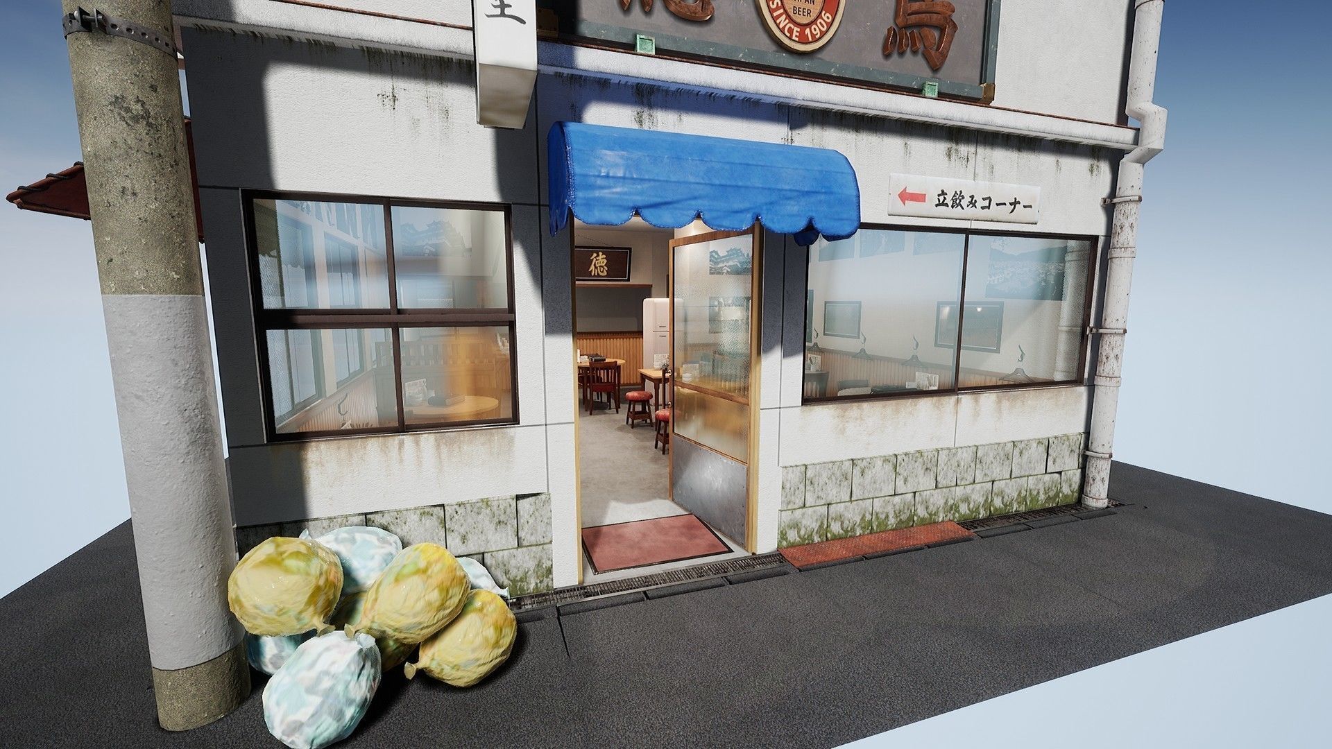 Japanese Izakaya Restaurant 2 - Interior and Exterior Low-poly 3D model_9