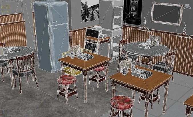 Japanese Izakaya Restaurant 2 - Interior and Exterior Low-poly 3D model 5