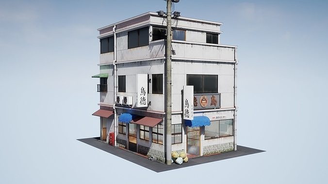 Japanese Izakaya Restaurant 2 - Interior and Exterior Low-poly 3D model 3