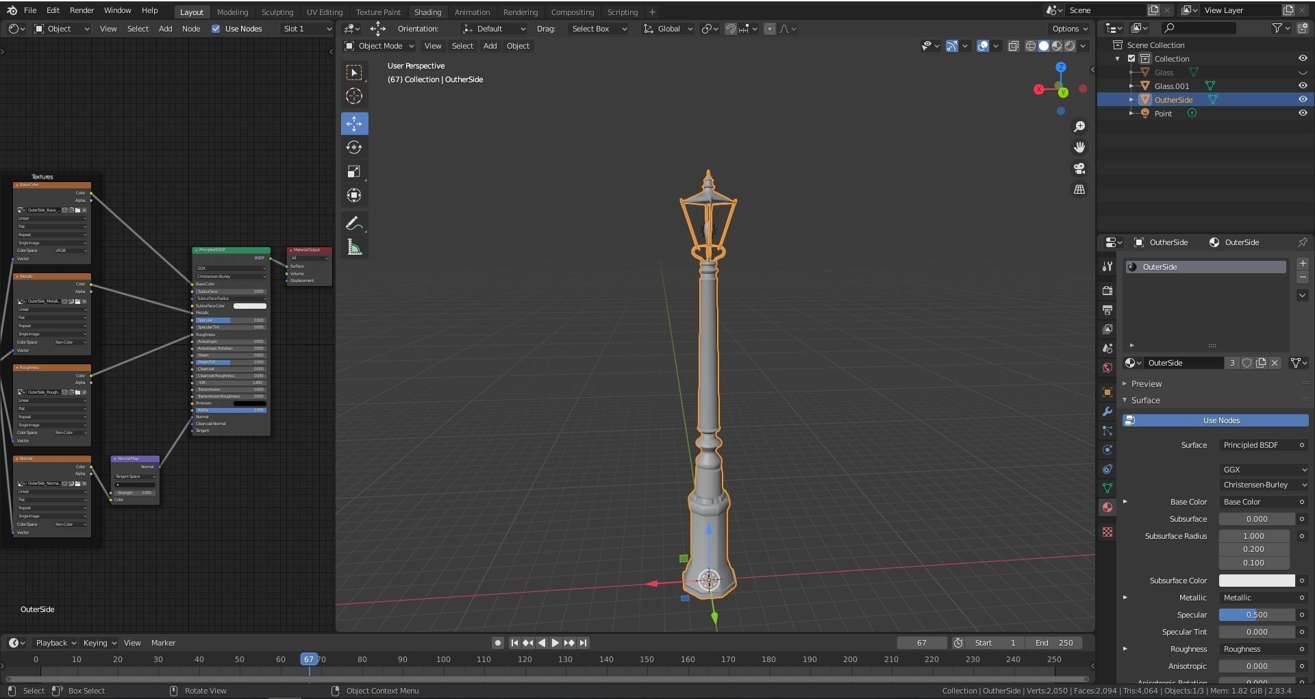 Street Lamp Low poly 4K PBR Textures Game Ready Low-poly 3D model_14