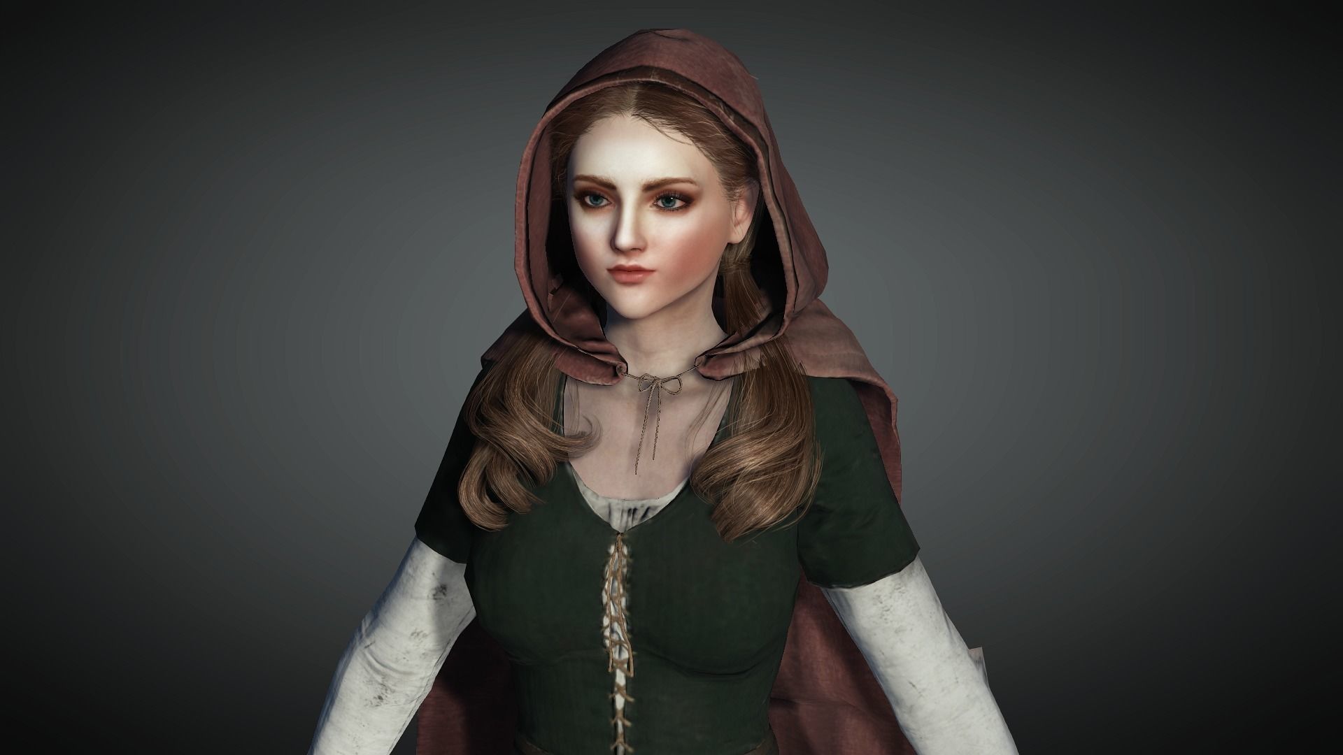 AAA Medieval Female Character 02 Low-poly 3D model_2