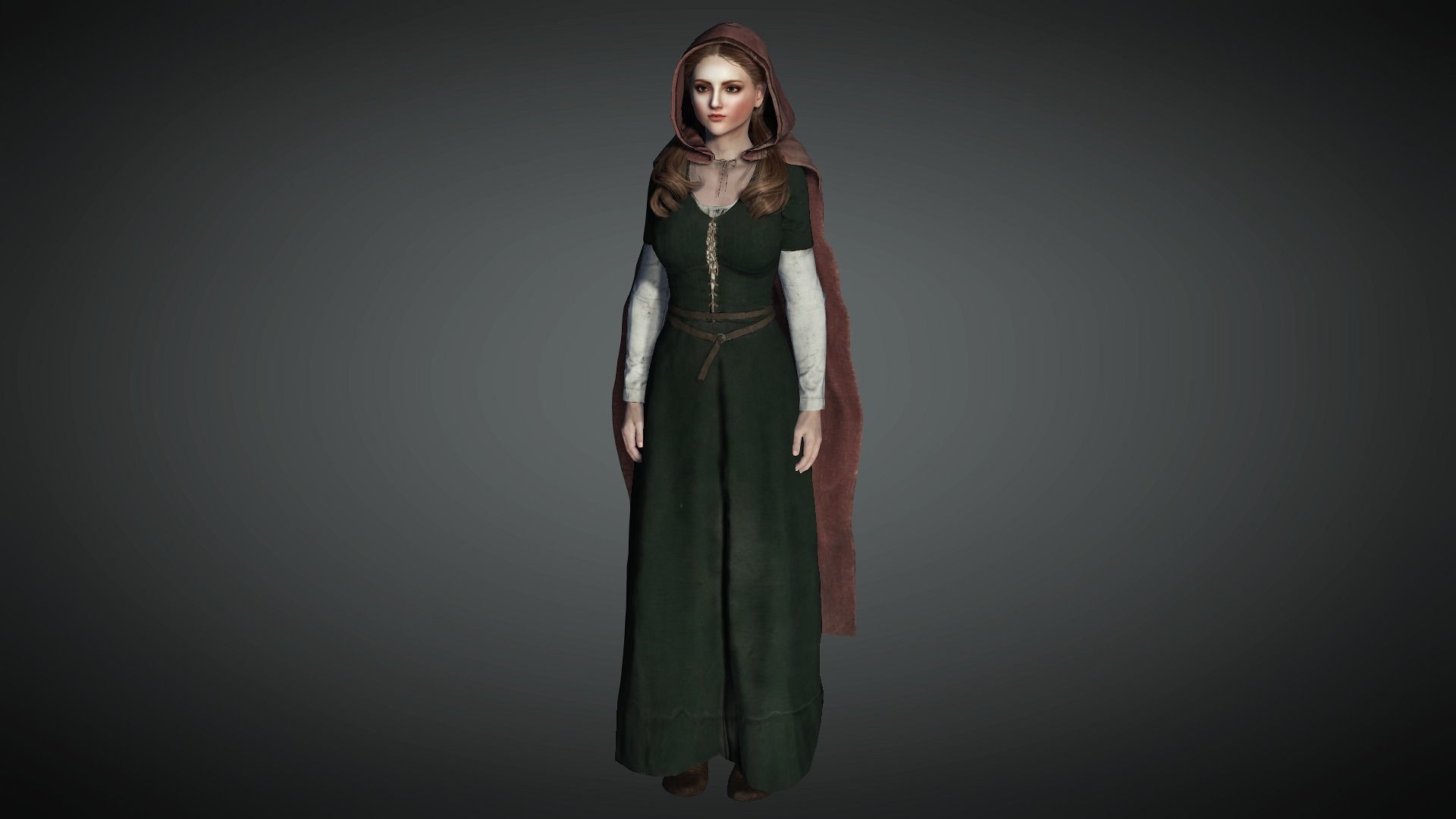 AAA Medieval Female Character 02 Low-poly 3D model_13