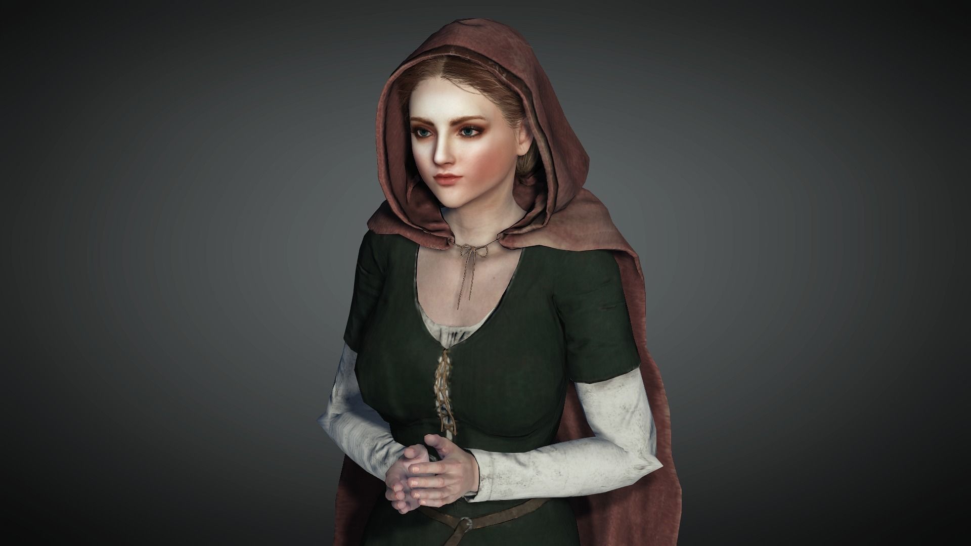 AAA Medieval Female Character 02 Low-poly 3D model_17