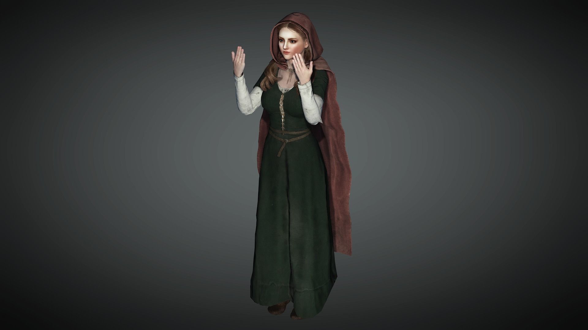 AAA Medieval Female Character 02 Low-poly 3D model_15