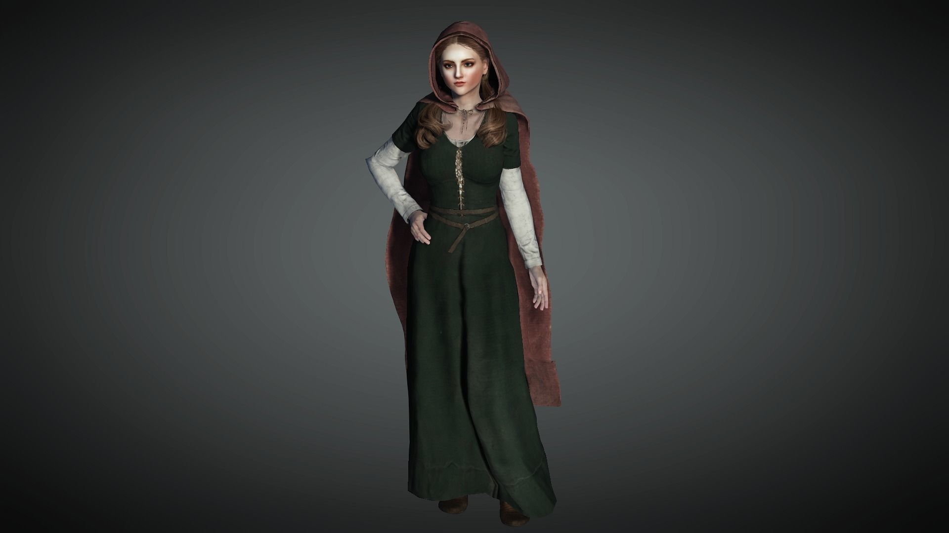 AAA Medieval Female Character 02 Low-poly 3D model_14