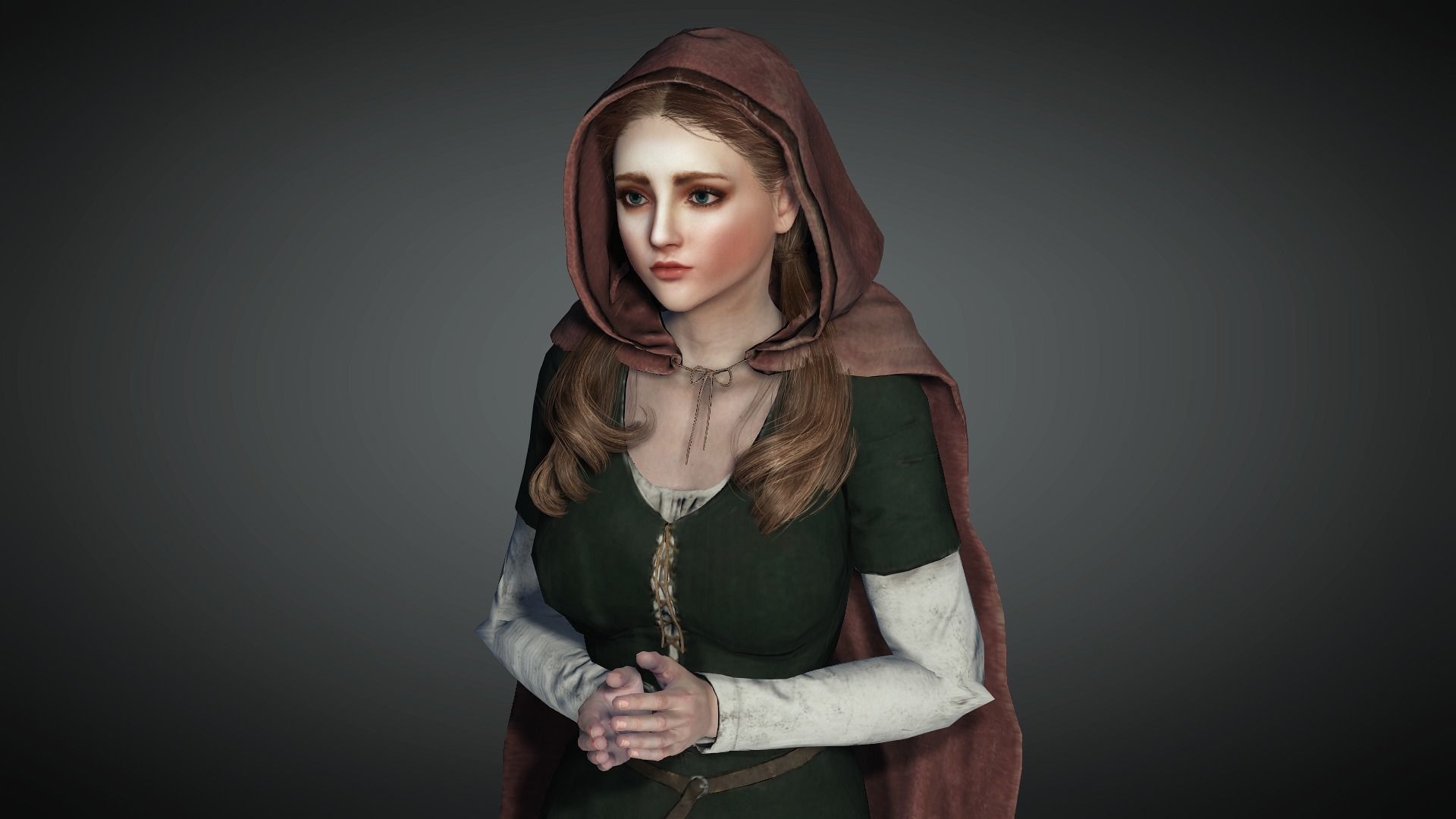 AAA Medieval Female Character 02 Low-poly 3D model_18