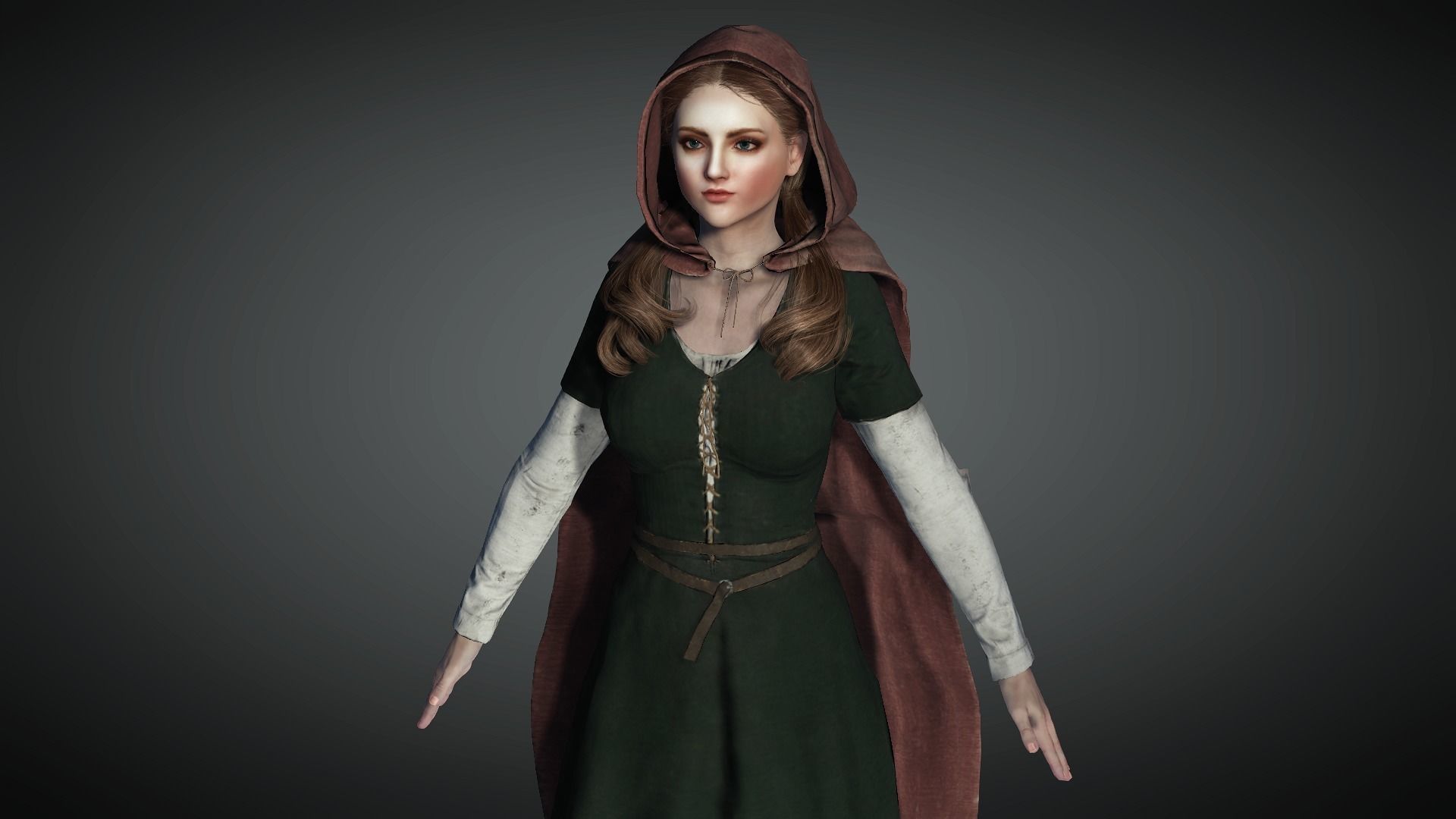 AAA Medieval Female Character 02 Low-poly 3D model_1