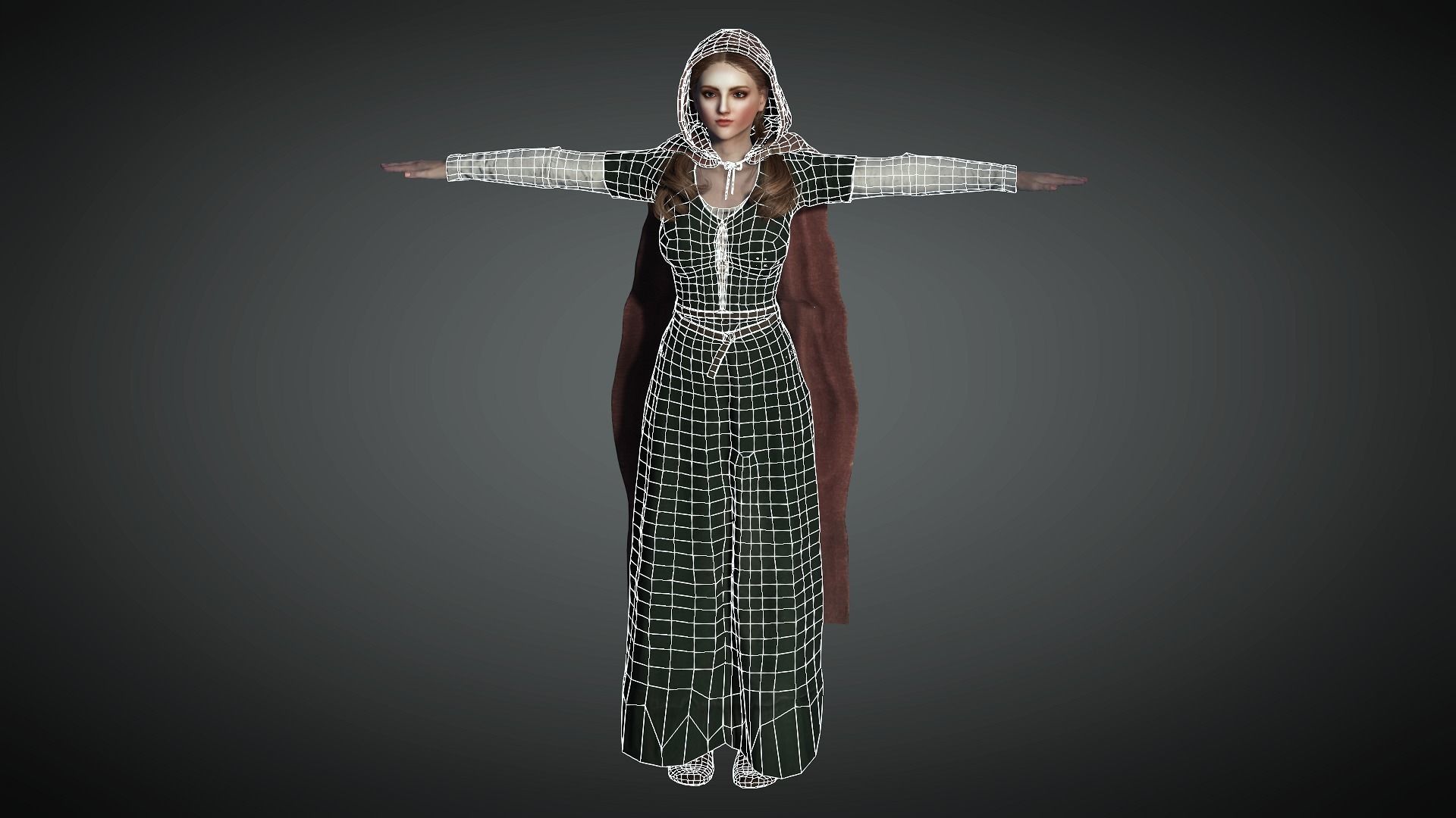 AAA Medieval Female Character 02 Low-poly 3D model_24
