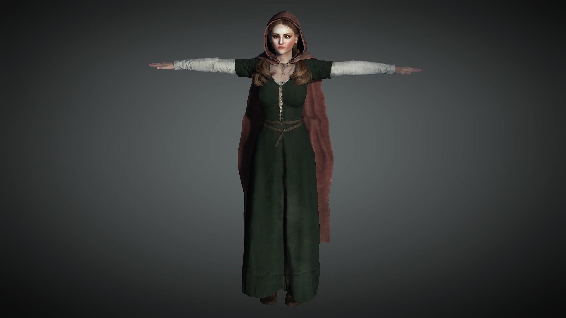 AAA Medieval Female Character 02 Low-poly 3D model_23