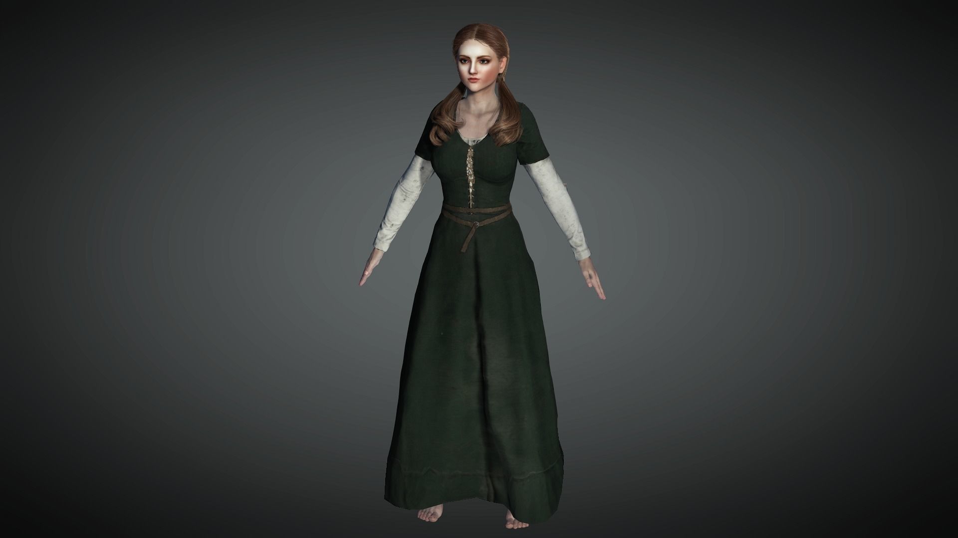 AAA Medieval Female Character 02 Low-poly 3D model_5