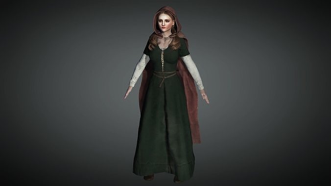 AAA Medieval Female Character 02 Low-poly 3D model