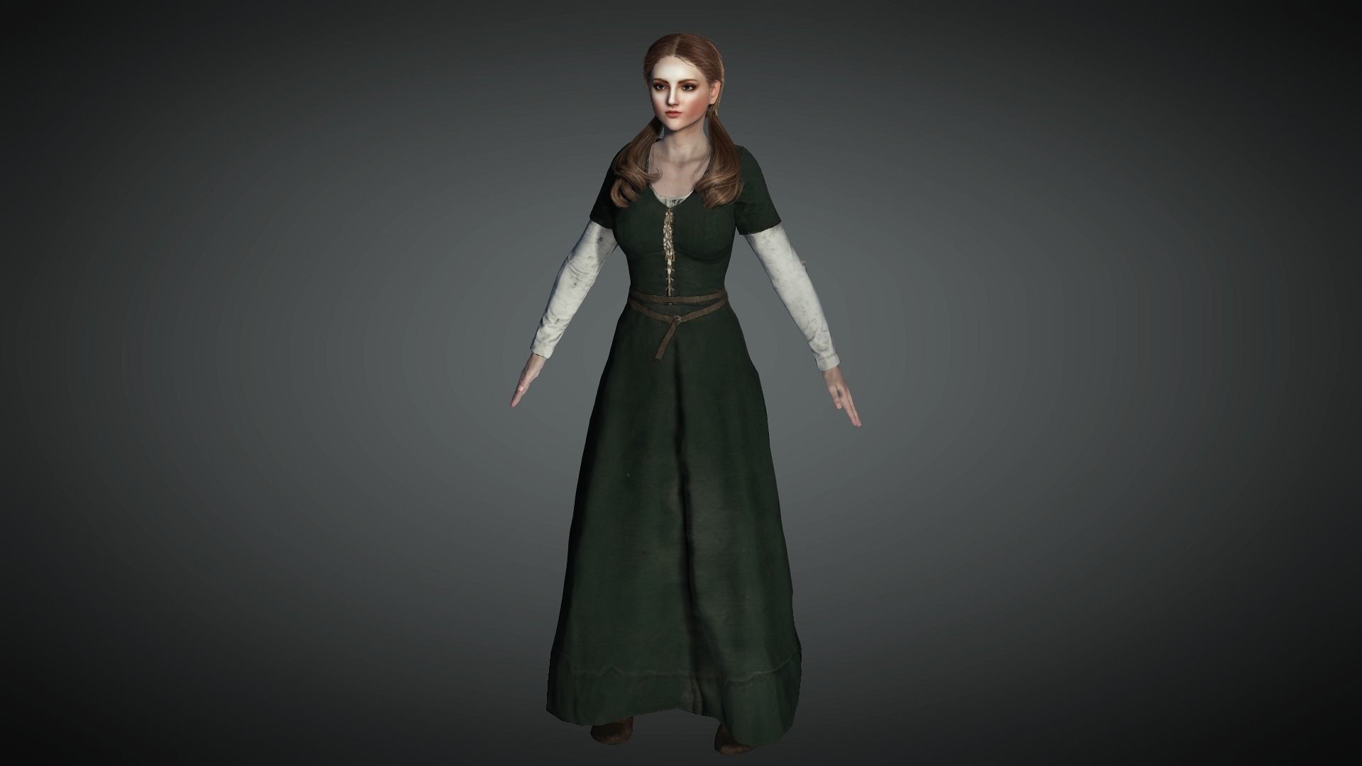 AAA Medieval Female Character 02 Low-poly 3D model_4