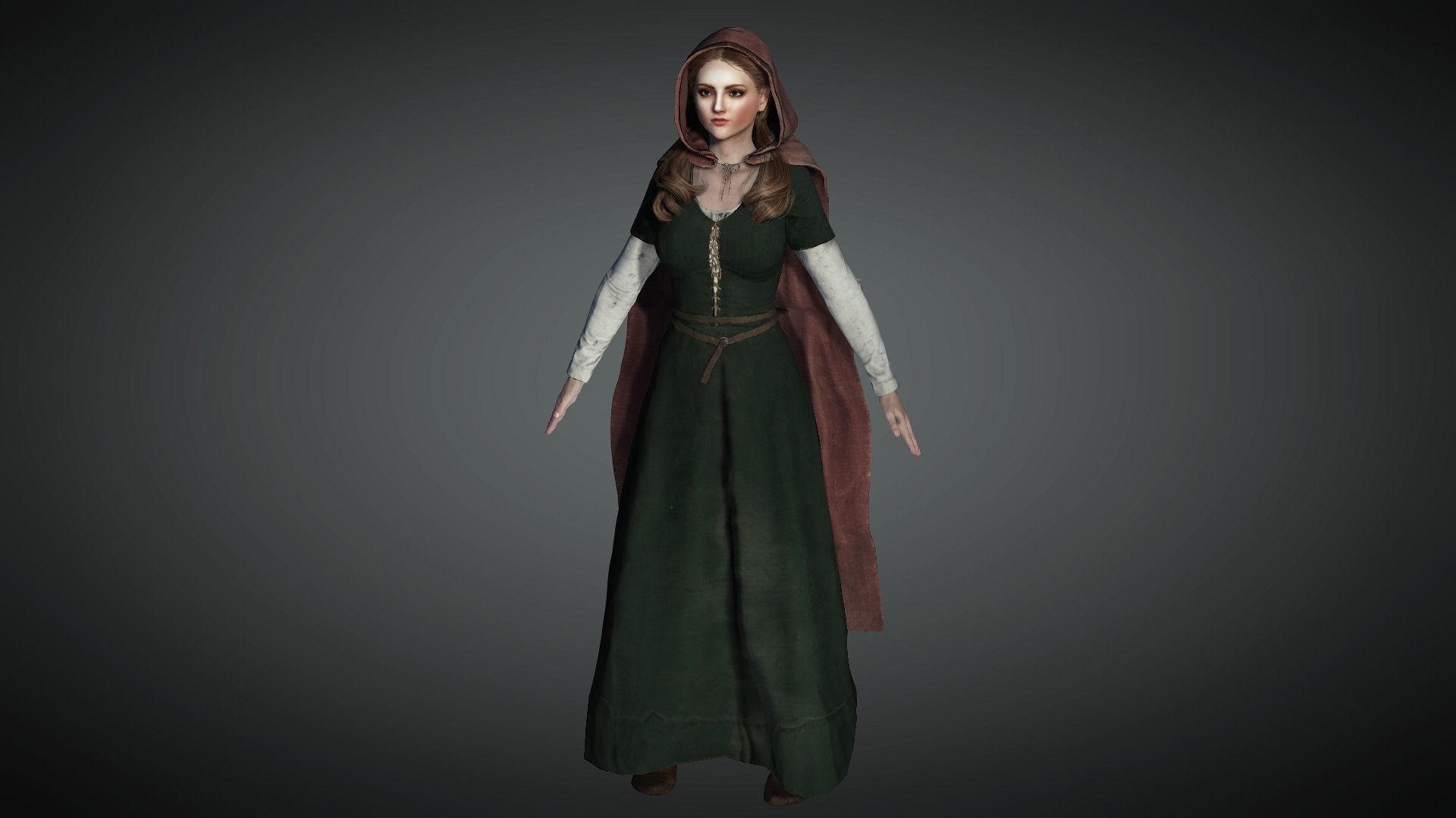 AAA Medieval Female Character 02 Low-poly 3D model_3