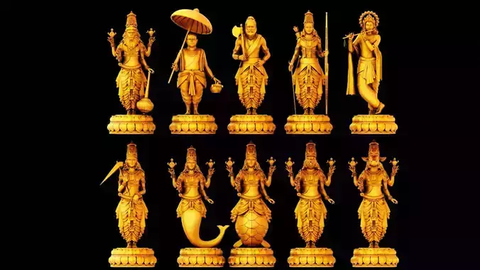 dashavatar god vishnu 3d models