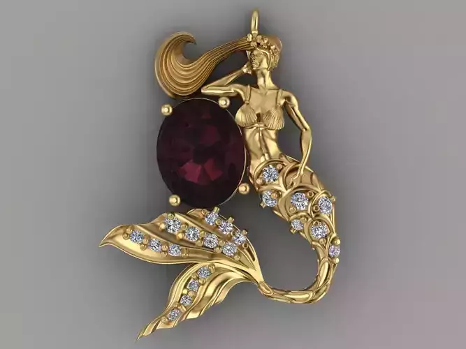 mermaid pendant 06 3D print model