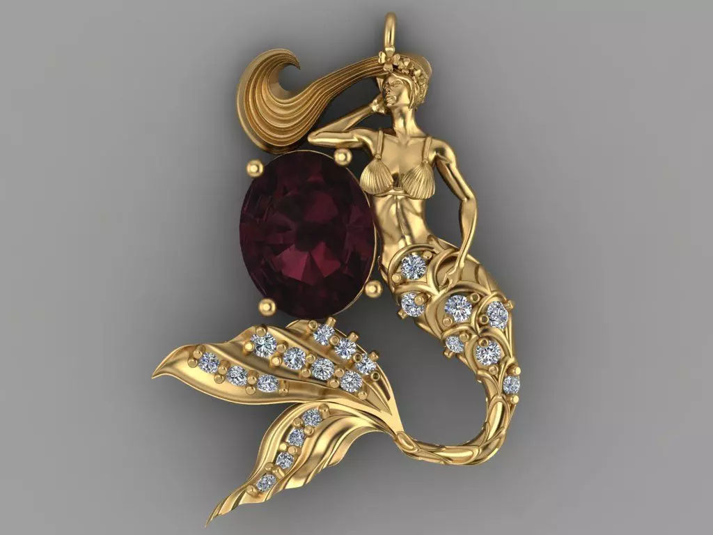 mermaid pendant 06 3D print model