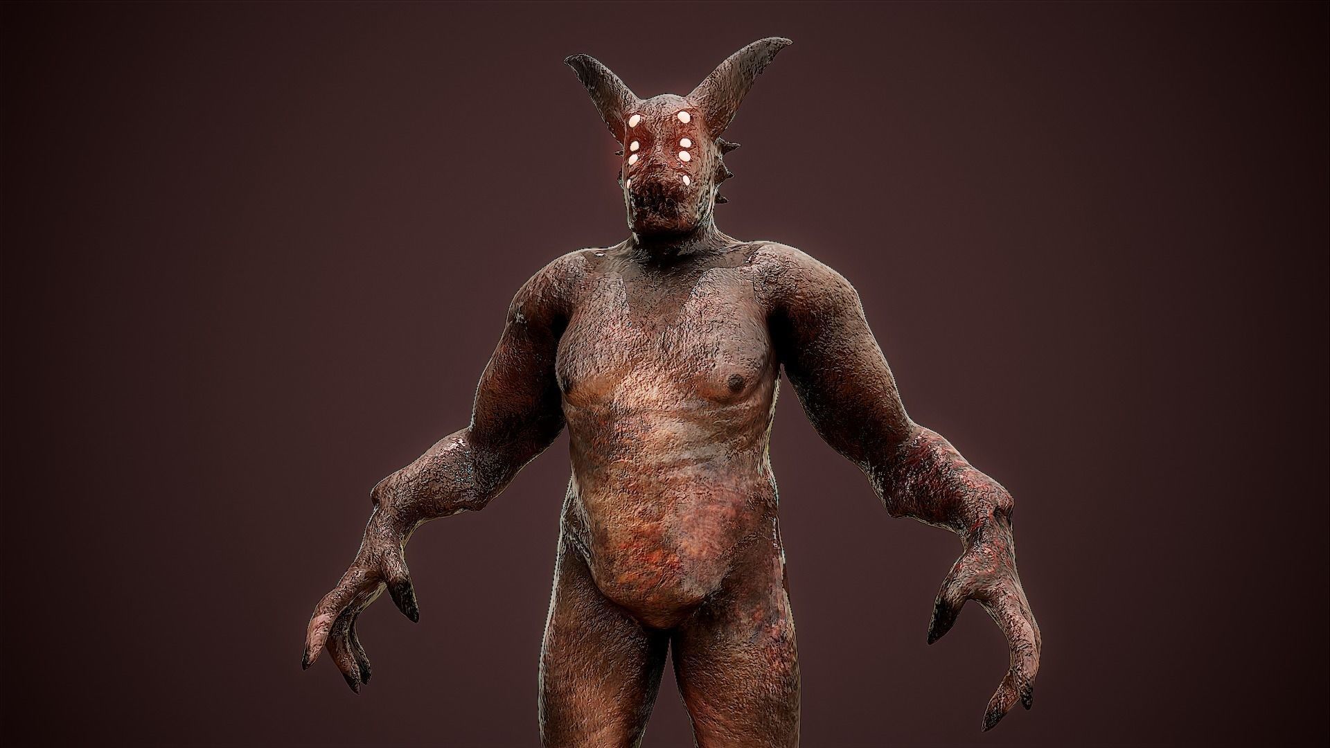 Mutant zombie character  Low-poly 3D model_4