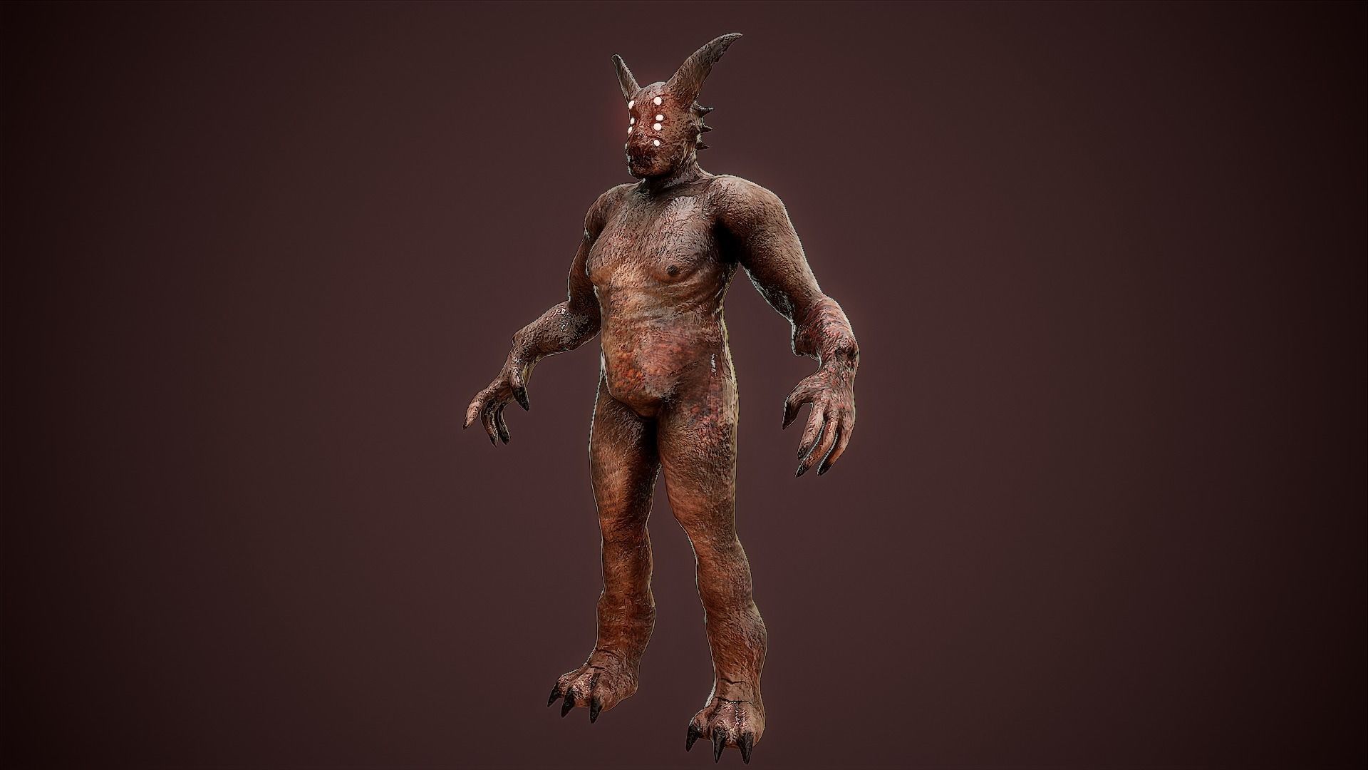 Mutant zombie character  Low-poly 3D model_1