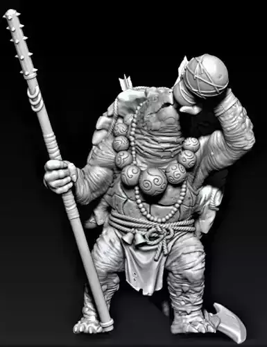 Turtle holding spear 3D print model