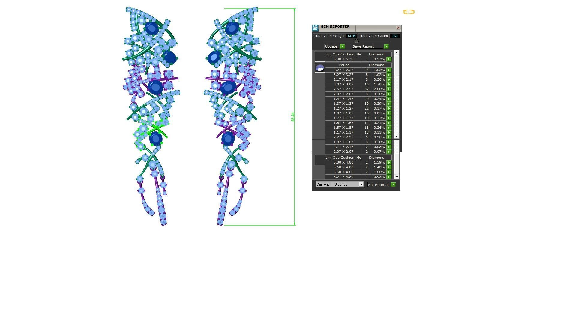earrings Dimond 3D print model_3