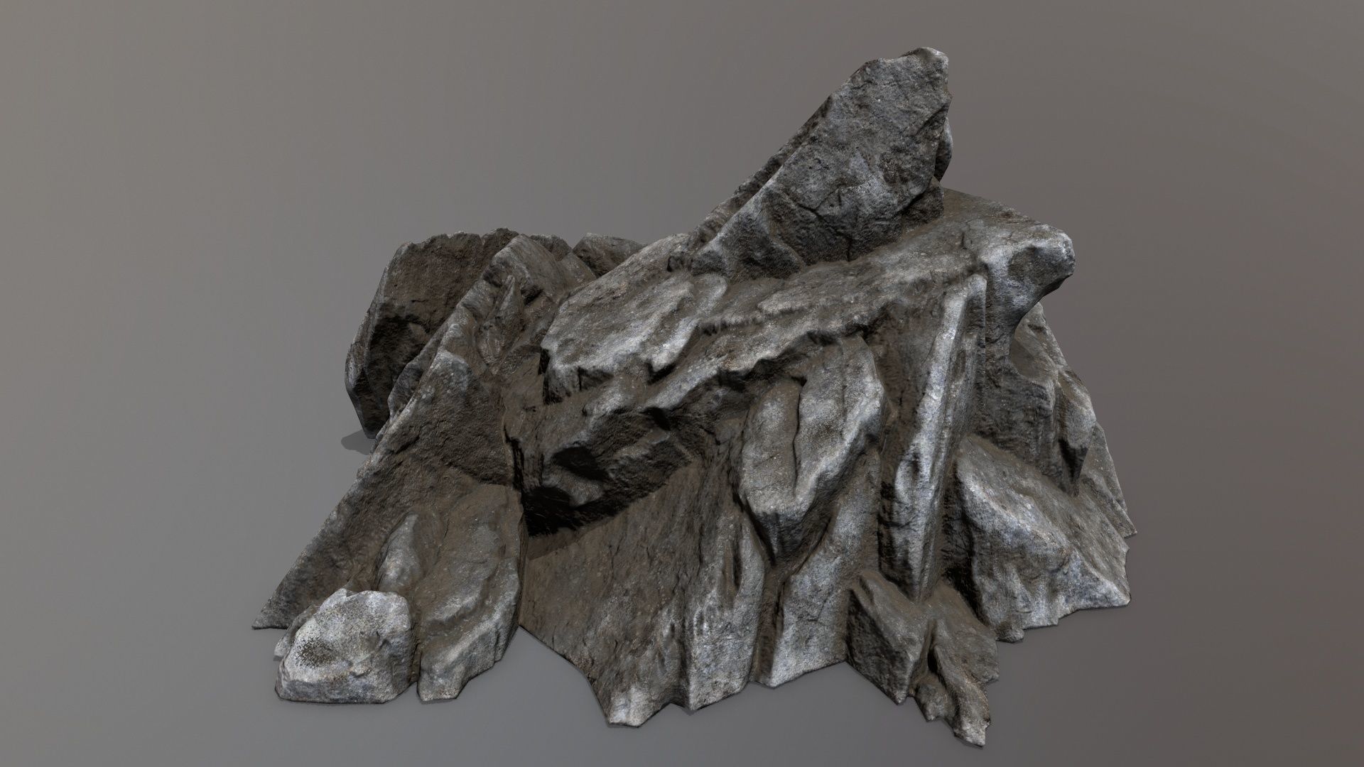 Rock Set piece of stone Low-poly 3D model_6