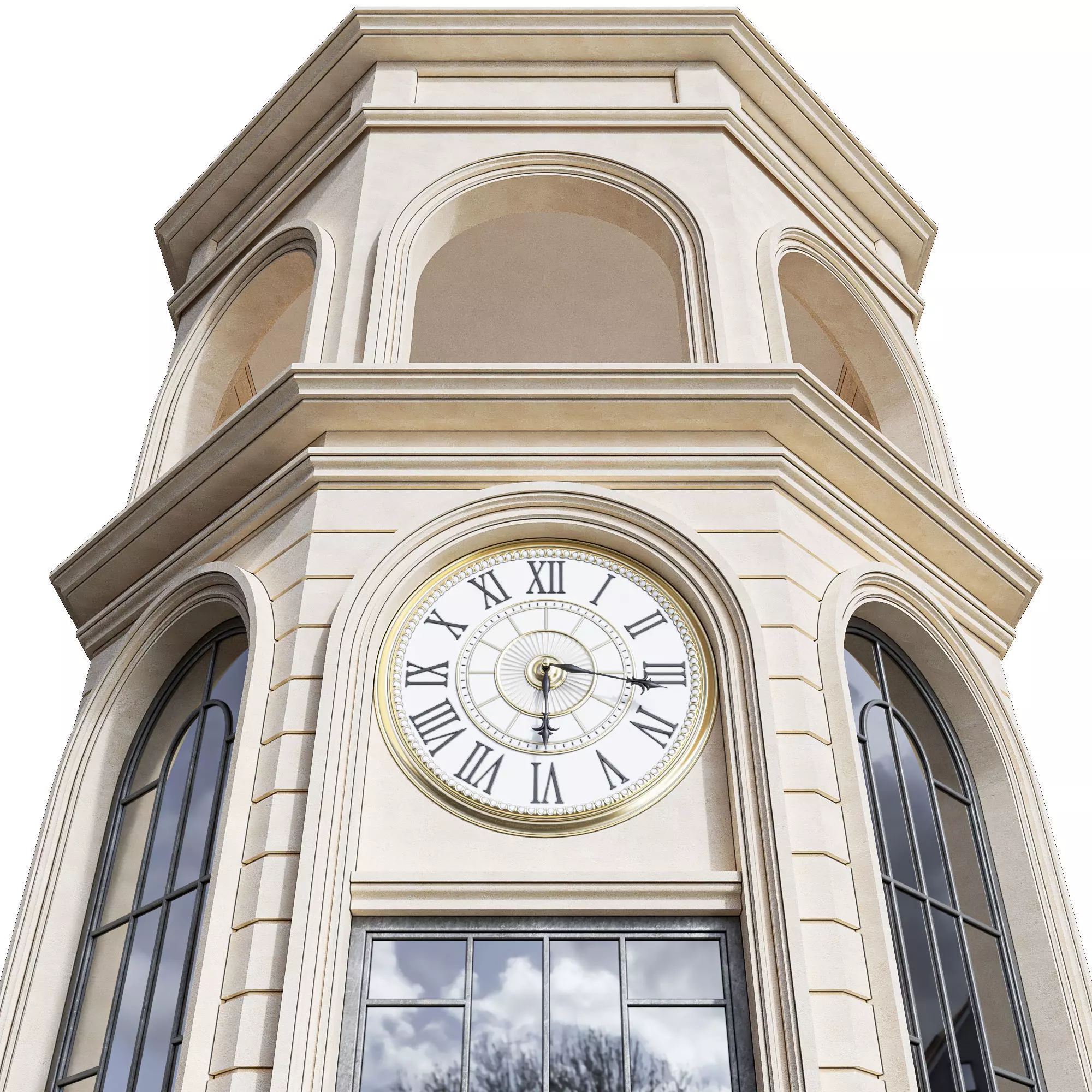 Classic Clock Tower Low-poly 3D model
