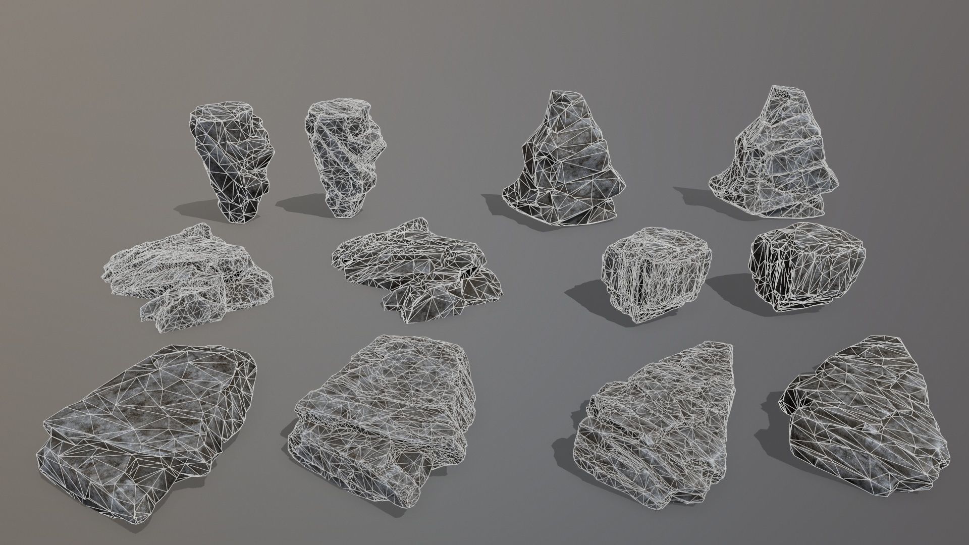 Rock Set piece of Low-poly 3D model_3