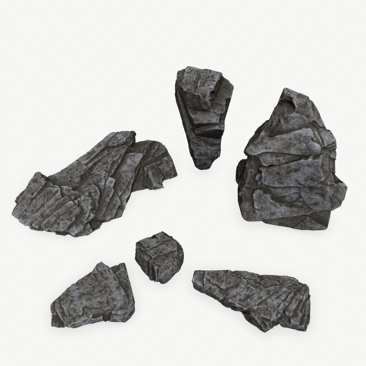 Rock Set piece of Low-poly 3D model_1