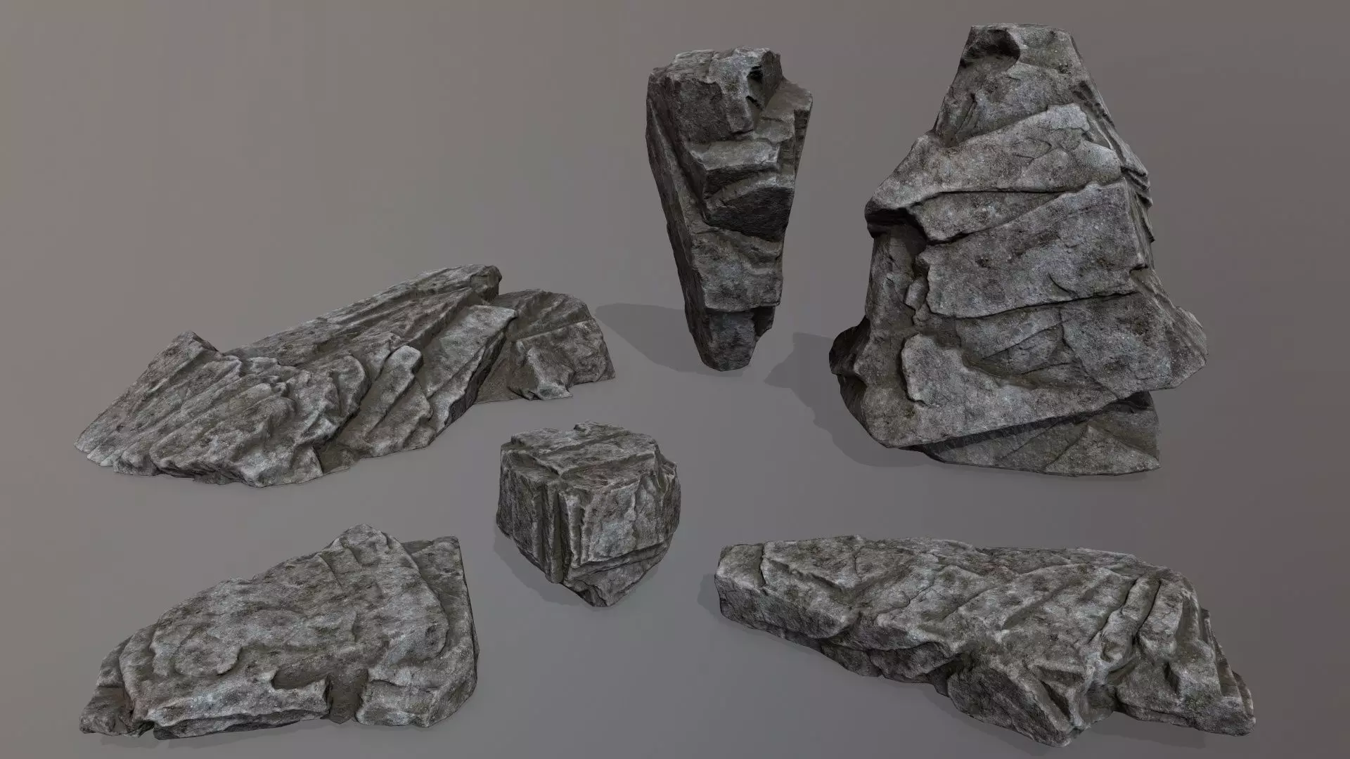 Rock Set piece of Low-poly 3D model_0