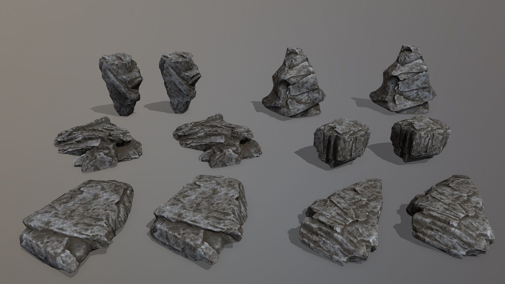 Rock Set piece of Low-poly 3D model_2